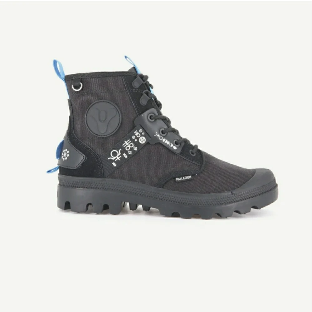 Palladium Pampa X Destiny 2 Moto Combat Boots Men Size: 7 Black & Blue NWT - Picture 3 of 11